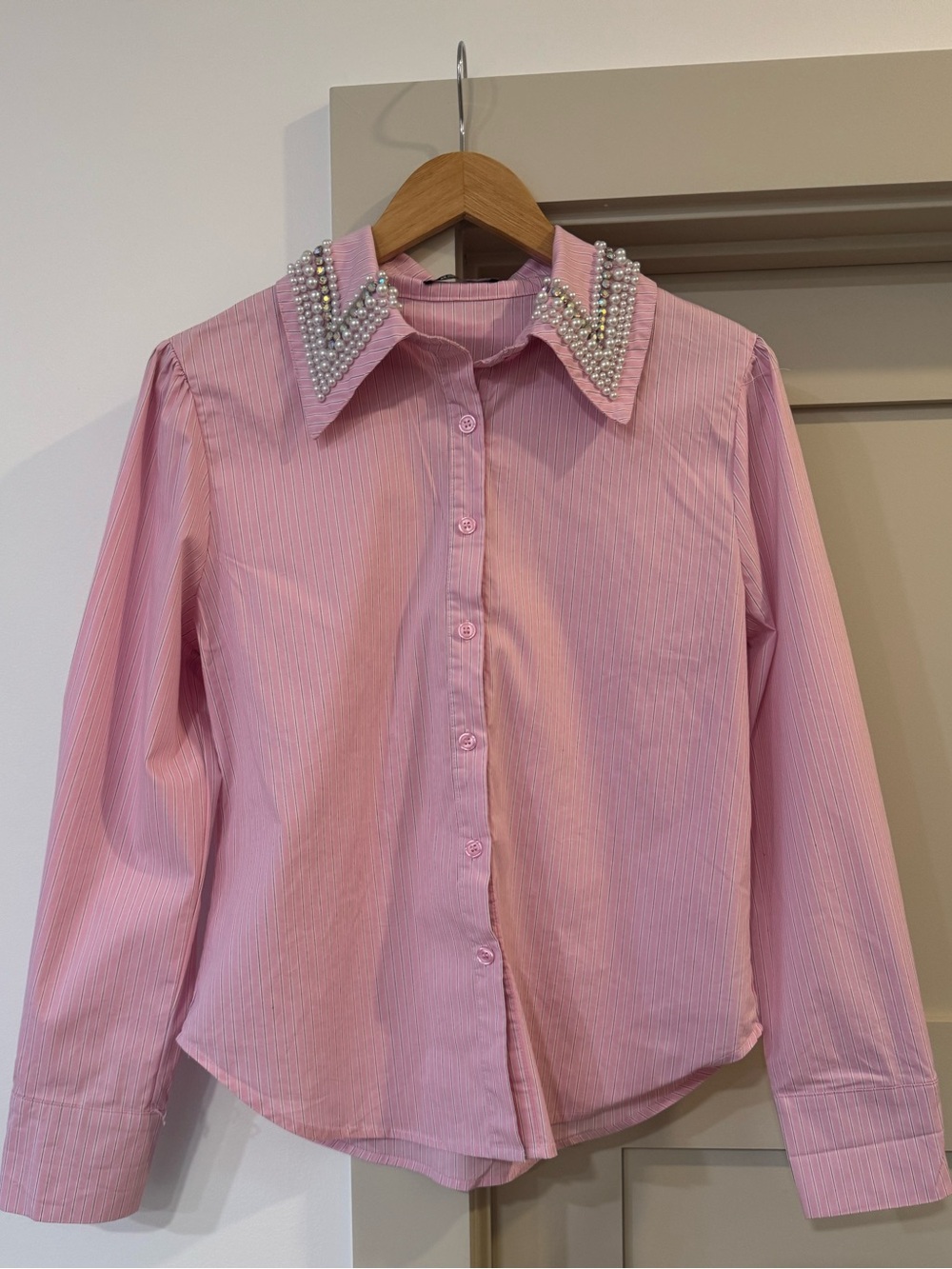 RNWY Pink Pearl-Trim Button-Up Shirt